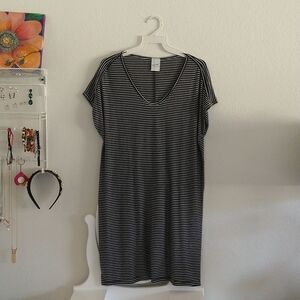 Freeloader Black White Striped T-Shirt Dress Soft Stretch Knit Size M USA